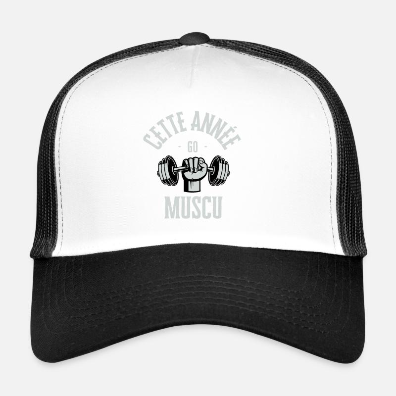 Cette année go muscu - Casquette trucker  - blanc/noir