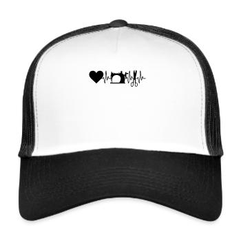 Sewing Heartbeat Heart Sewing Ideas Sewing Lover - Trucker Cap - Weiß/Schwarz - Vorne
