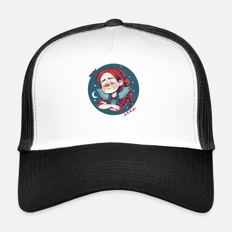 Schlafen, rothaariges Mädchen mit Mond und Sternen Trucker Cap