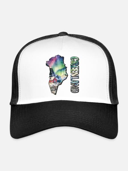 Carte à l’aquarelle Groenland - Casquette trucker  - blanc/noir - Devant