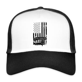 Sewing US flag Sewing Machine - Trucker Cap - Weiß/Schwarz - Vorne