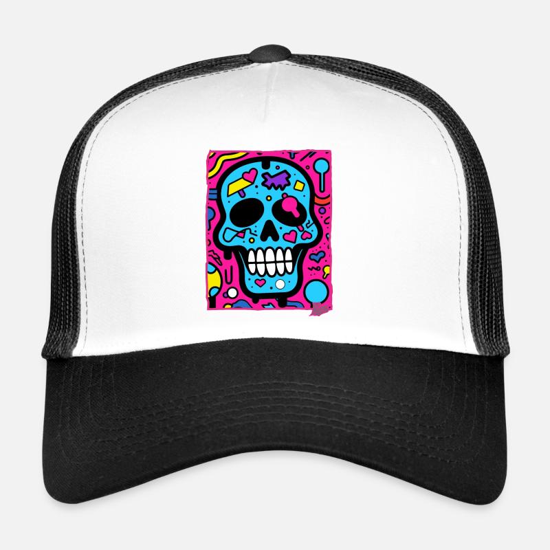 Tout simplement cool : crâne pop art avec une touche d’originalité Casquette trucker 