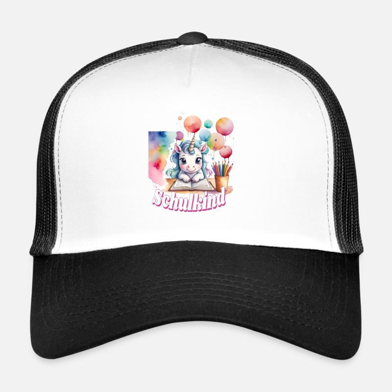 Schulkind Unicorn Buntballons - Trucker Cap - Weiß/Schwarz