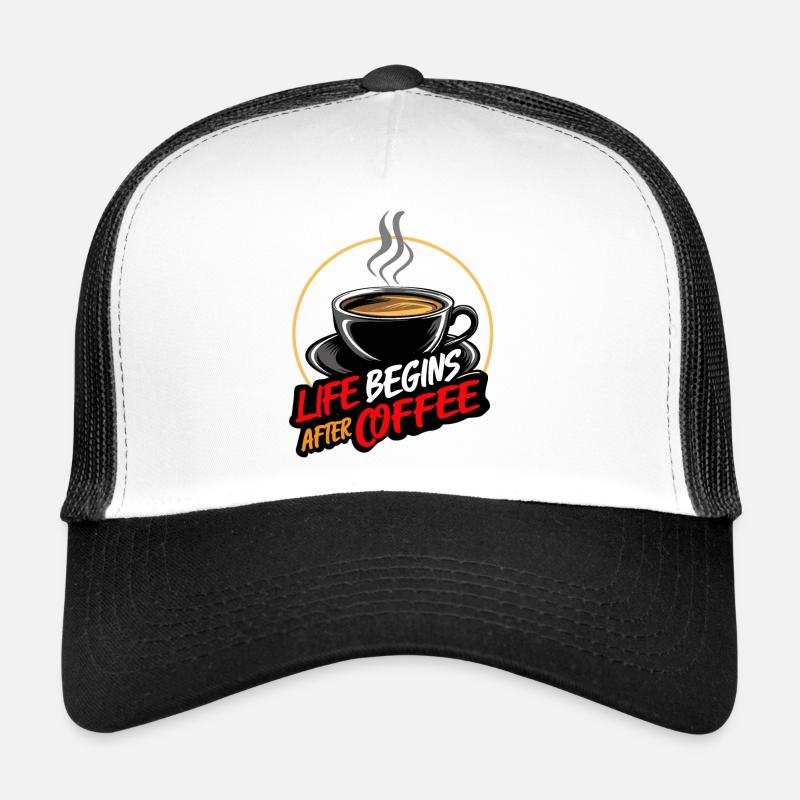 Das Leben beginnt nach dem Kaffee - Kaffeespruch Trucker Cap
