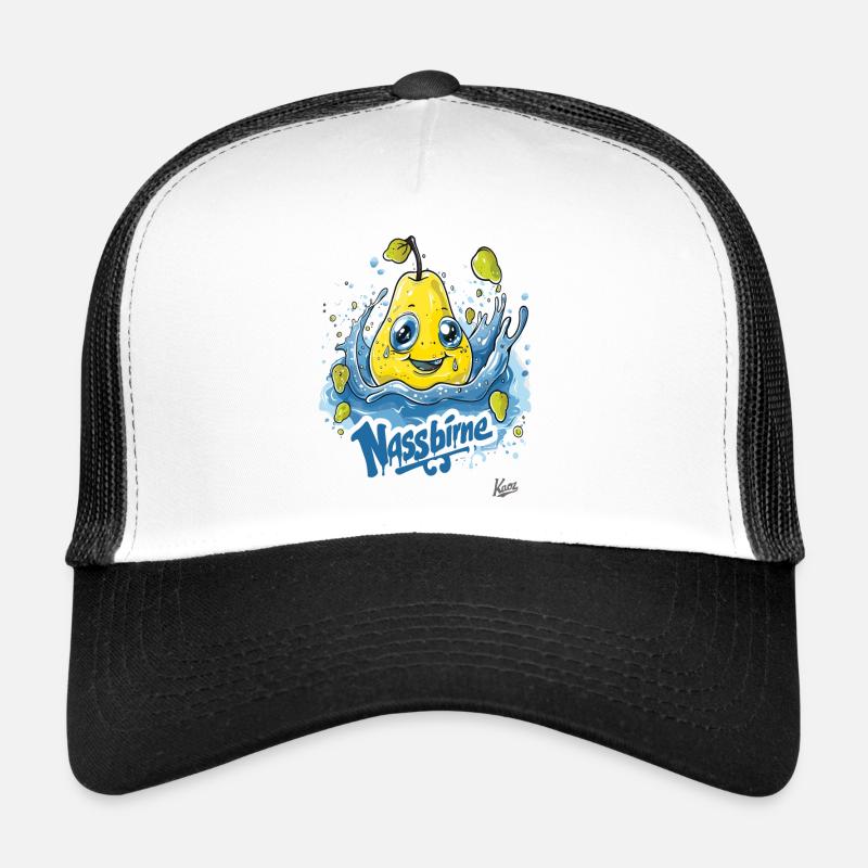 Lustige Wasser-Nasse-Birne: Eine Nassbirne - Trucker Cap - Weiß/Schwarz