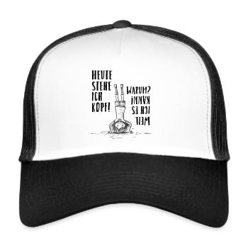 Mädchen Kopfstand [00261] - Trucker Cap - Weiß/Schwarz - Vorne