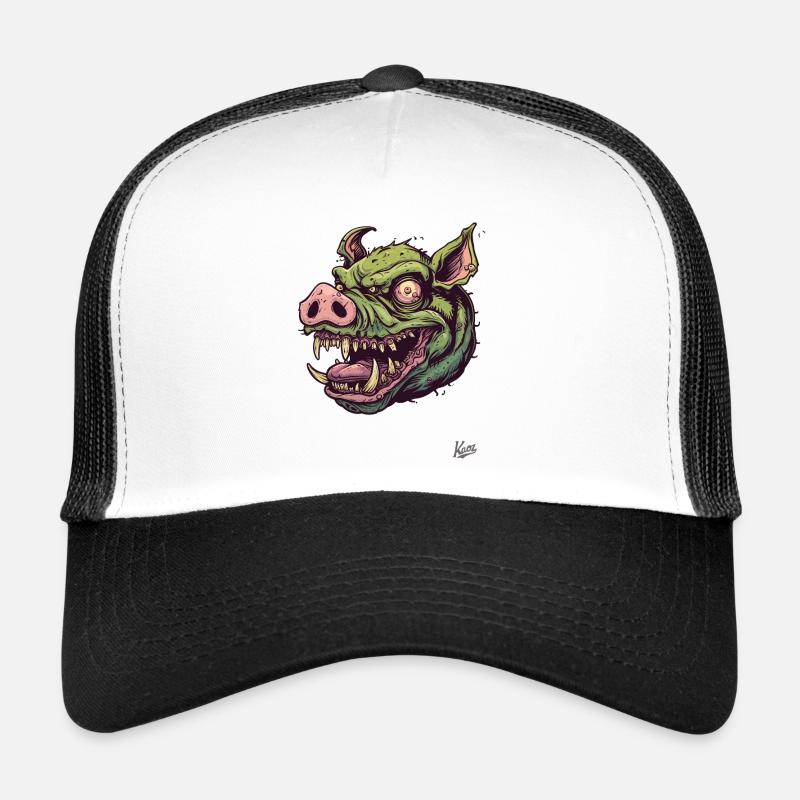 Tête de zombie cochon vert massif Casquette trucker 