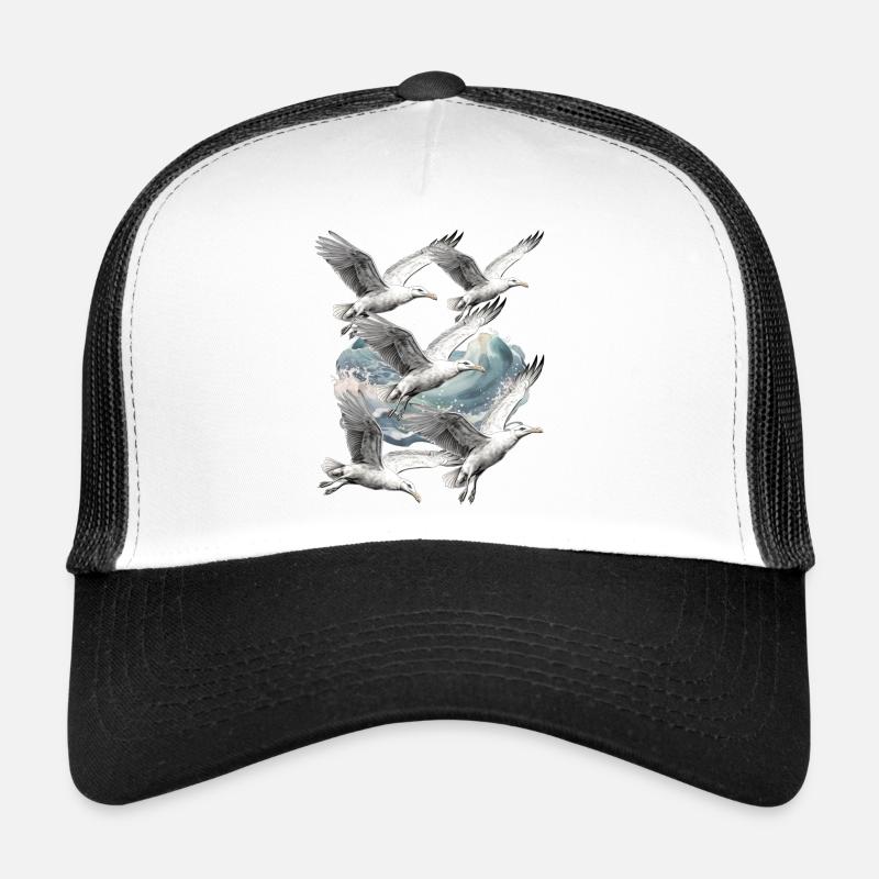 Möwen Möwe Meer Ozean Küste Seevögel - Trucker Cap - Weiß/Schwarz