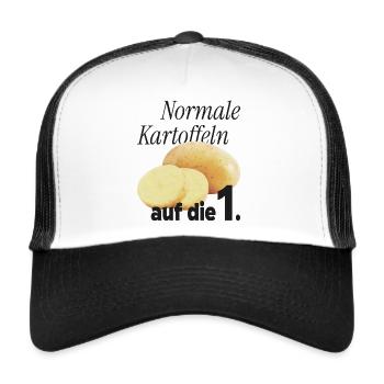 Normal potatoes on the 1. - Trucker Cap - white/black - Front