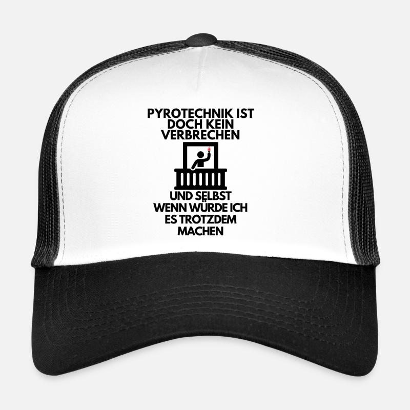 Pyrotechnik ist doch kein verbrechen lustiges Meme - Trucker Cap - Weiß/Schwarz