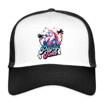 Cool Party Time Unicorn Fun Celebration Design - Trucker Cap - white/black - Front