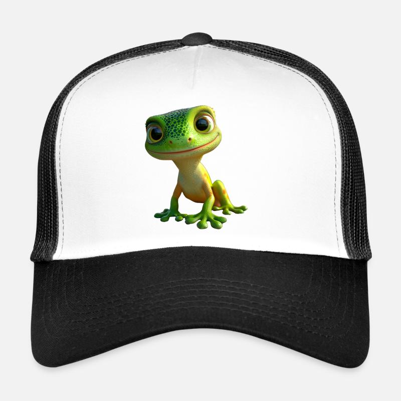 Gecko Eidechse Reptil Geckos Echse Leguan Gekko - Trucker Cap - Weiß/Schwarz