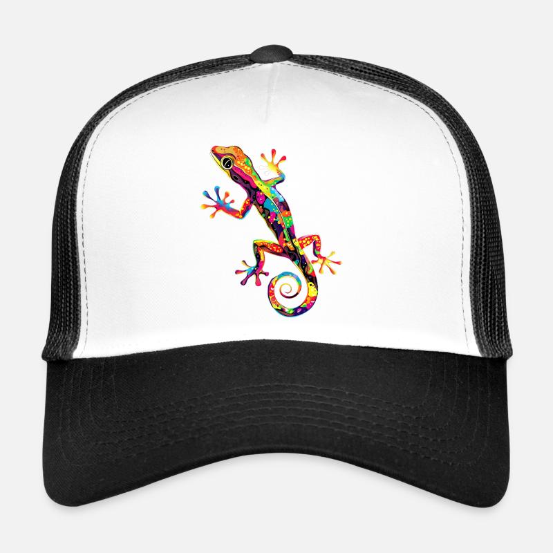 Gecko Lizard Reptile Geckos Lizard Iguana Gekko - Trucker Cap - white/black