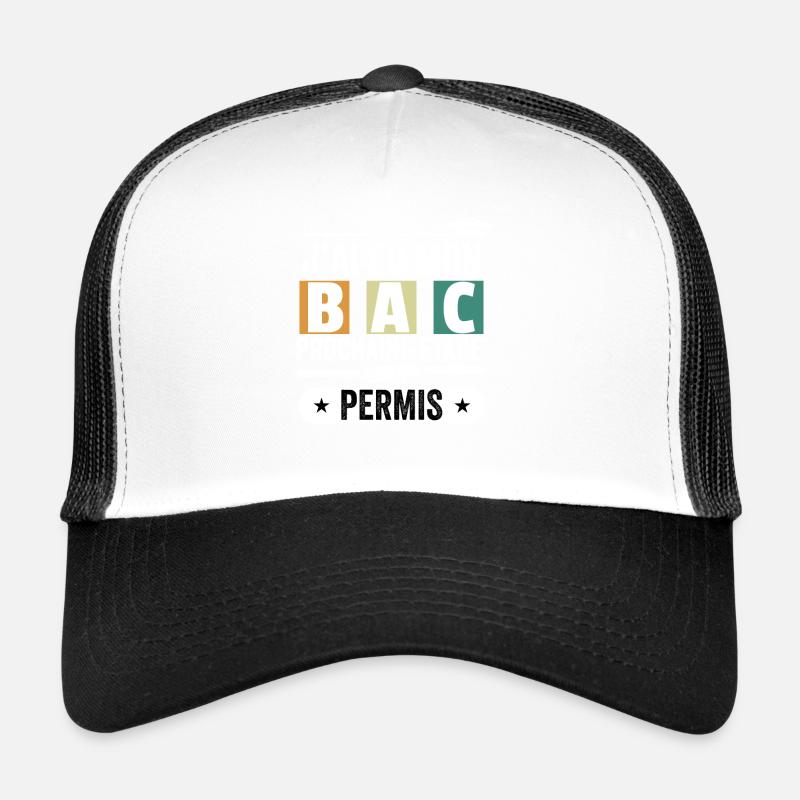Cadeau Baccalauréat Bachelier Bachelière Bac 2024 - Casquette trucker - blanc/noir