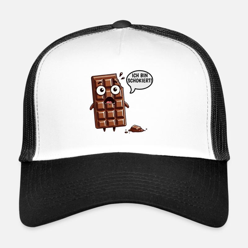 Ich Bin Schokiert Lustige Deutsche Schokolade - Trucker Cap - Weiß/Schwarz