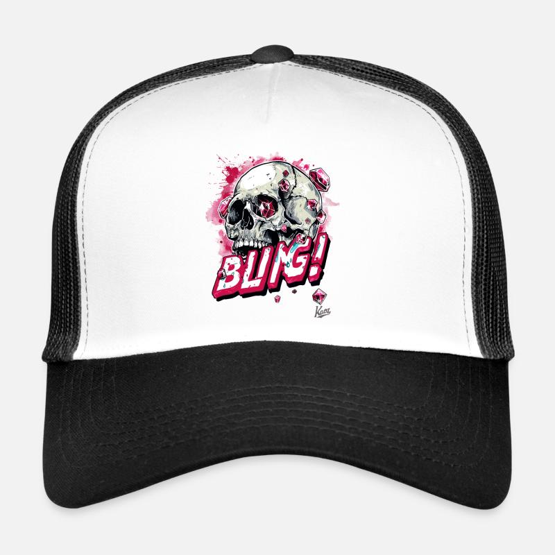 Diamonds Rubies Bling Skull Trucker Cap