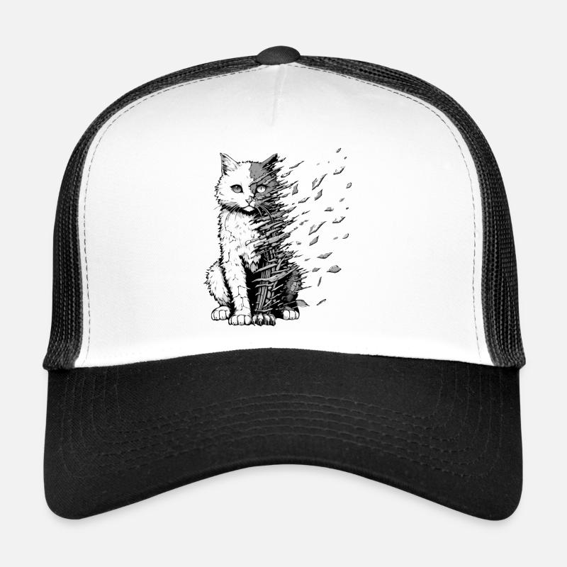 Eine traurige, zerbrechliche Katze. Animiertes Tier. - Trucker Cap - Weiß/Schwarz