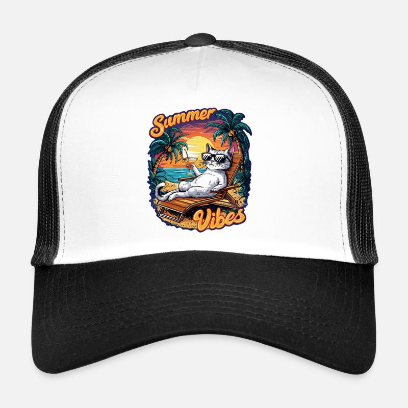 chat sur la plage pour l'été Casquette trucker 