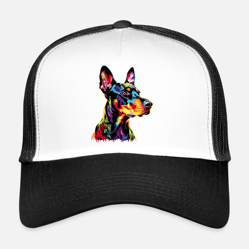 Doberman chien couleurs vives Pop Art Dobermans Casquette trucker 