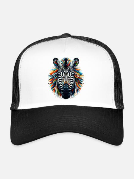 Zèbre - Casquette trucker  - blanc/noir - Devant