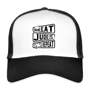 Eat Judo Repeat - Judo Lover Judo Fighter Judo Mar - Casquette trucker  - blanc/noir - Devant