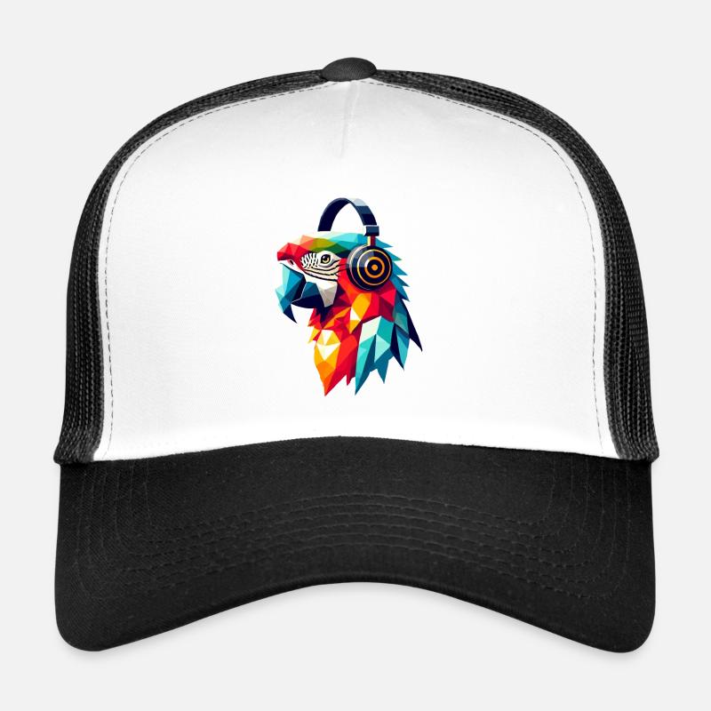 Polygon Papagei mit Kopfhörern Bunte Musik Liebe Trucker Cap
