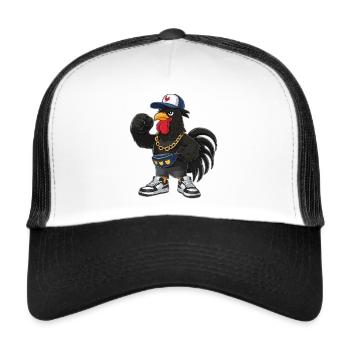 Talahon Fanny Pack Casquette Chaîne Dorée Gangster - Casquette trucker  - blanc/noir - Devant