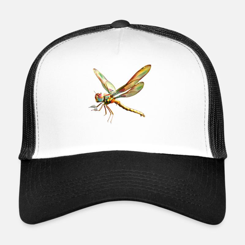 Libelle Dragonfly Bunte Flügel Süße Libellen - Trucker Cap - Weiß/Schwarz