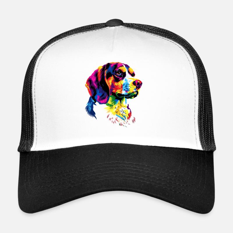 Beagle Chiot Popart Chien mignon Couleurs colorées Beagle Casquette trucker 