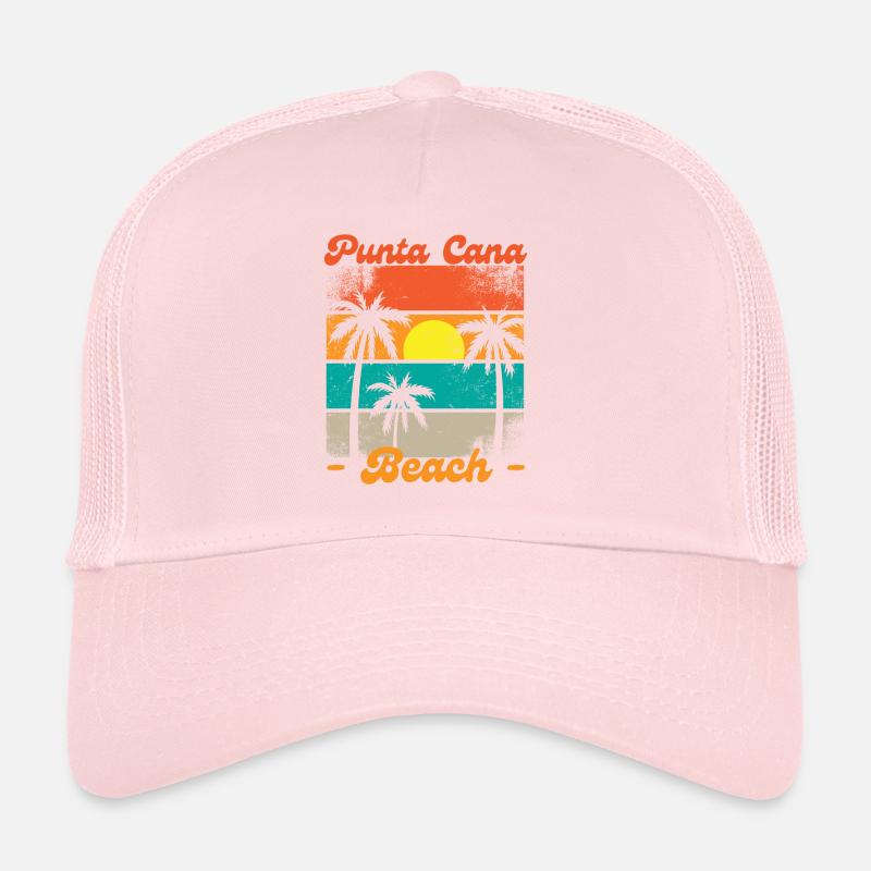 Retro sunset palm trees punta cana beach Casquette trucker 