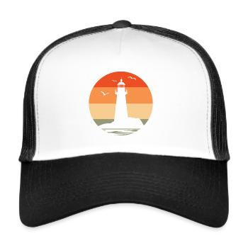 Leuchtturm im Sonnenuntergang - Trucker Cap - Weiß/Schwarz - Vorne
