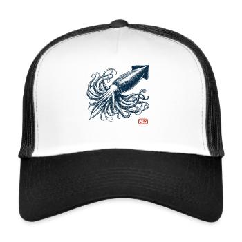 Retro Vintage Squid - Trucker Cap - white/black - Front