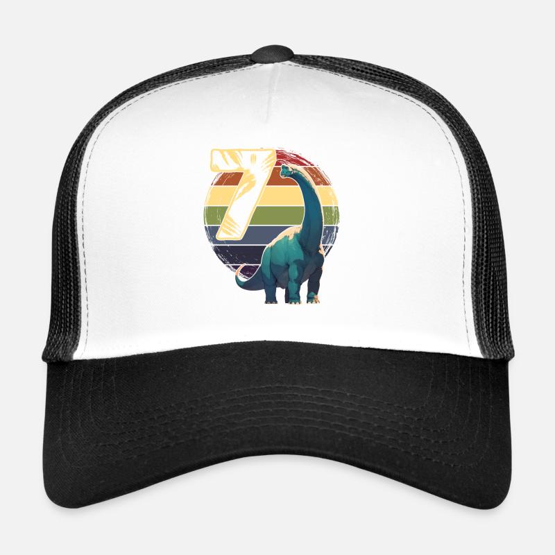 Brachiosaurus 7 Jahre 7. Geburtstag Geschenk - Trucker Cap - Weiß/Schwarz