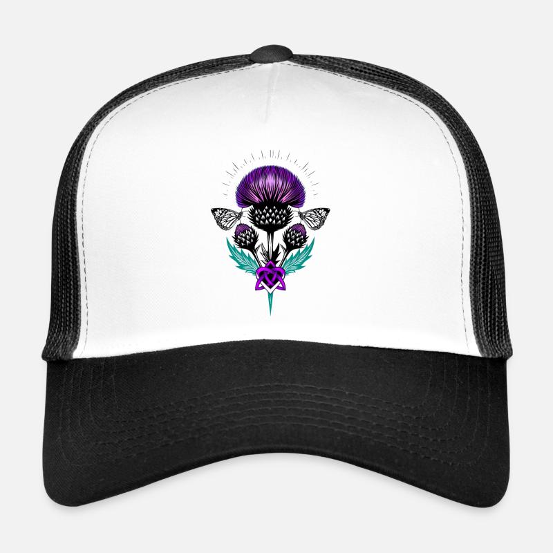 Chardon avec cœur de triquetra et papillon chardonneret Casquette trucker 