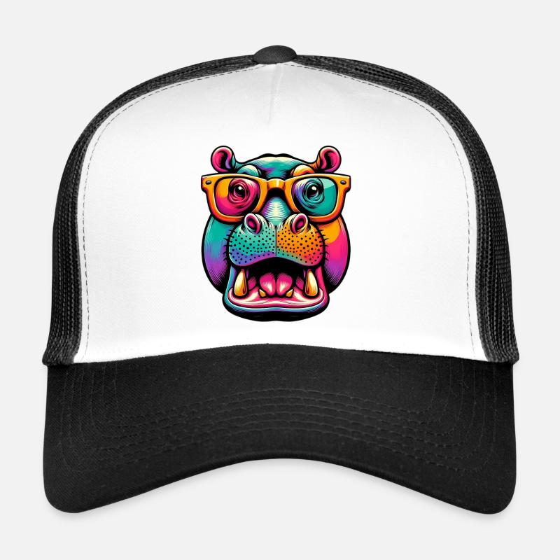 Hippopotame à lunettes Casquette trucker 