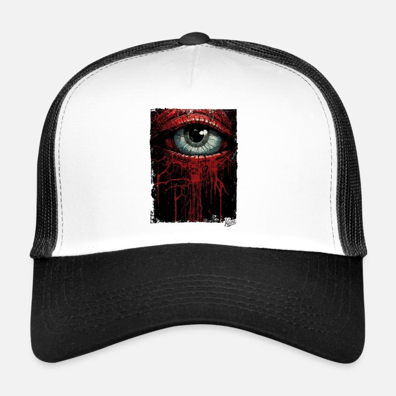 Sad eyes with dripping red paint Trucker Cap