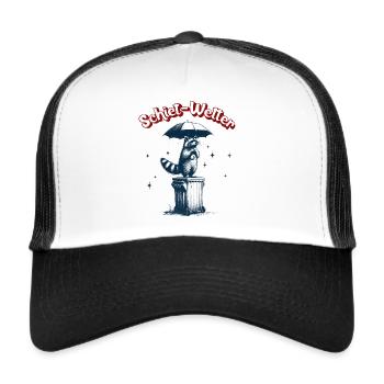 Schietwetter Waschbär - Trucker Cap - Weiß/Schwarz - Vorne