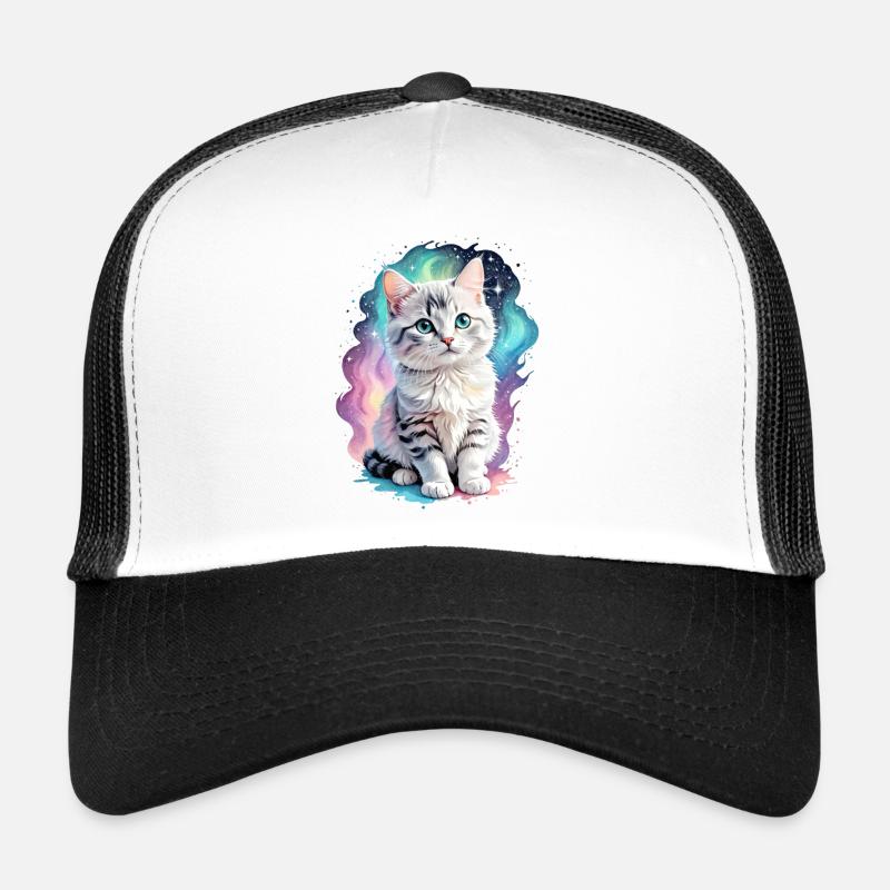 Cosmic Feline Elegance - Trucker Cap - white/black