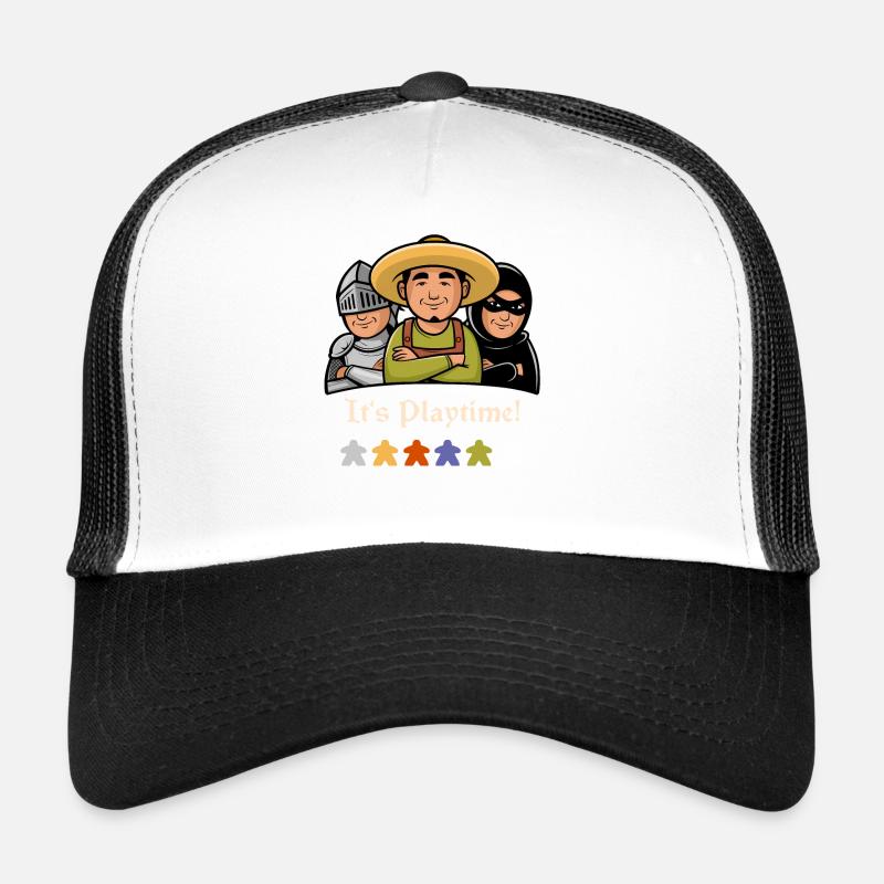 It's Playtime! – Brettspiel Spieleabend Figuren - Trucker Cap - Weiß/Schwarz