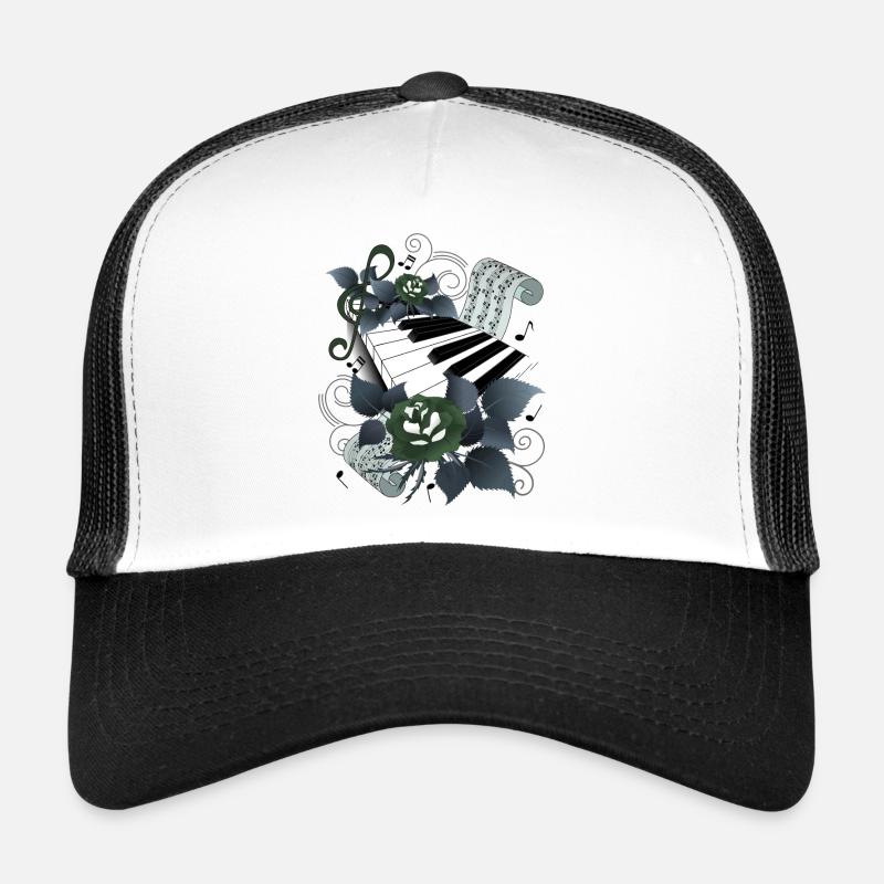 Piano with roses grey-blue Trucker Cap