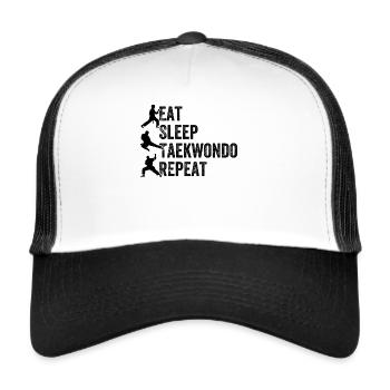 Manger Dormir Taekwondo Répéter - Taekwondo - Casquette trucker  - blanc/noir - Devant