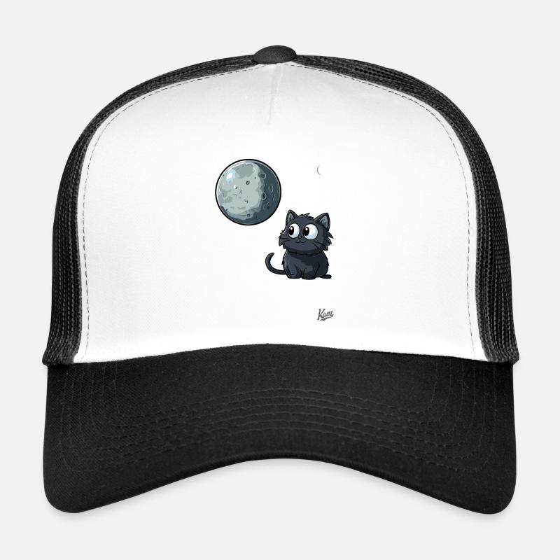 Cute cat under the moon and stars Trucker Cap