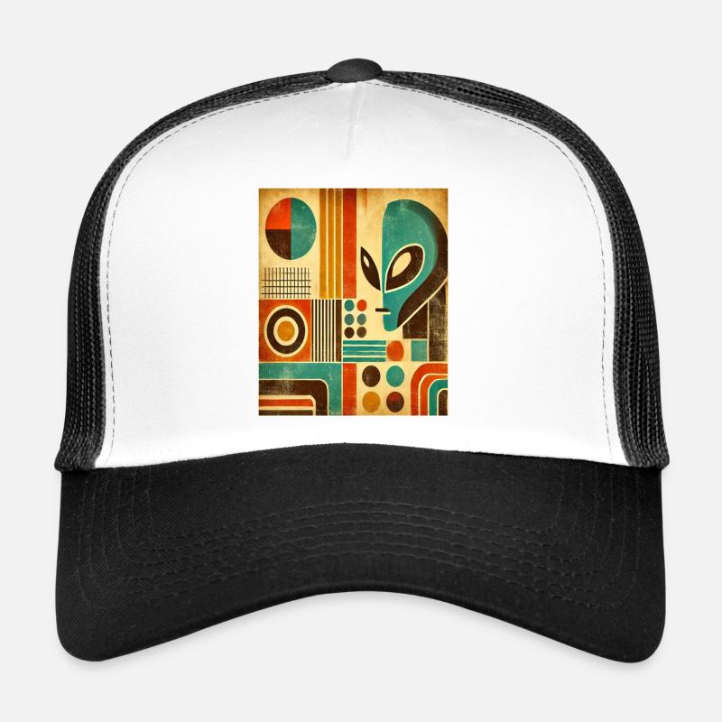 Retro abstract image with Alien face. Trucker Cap
