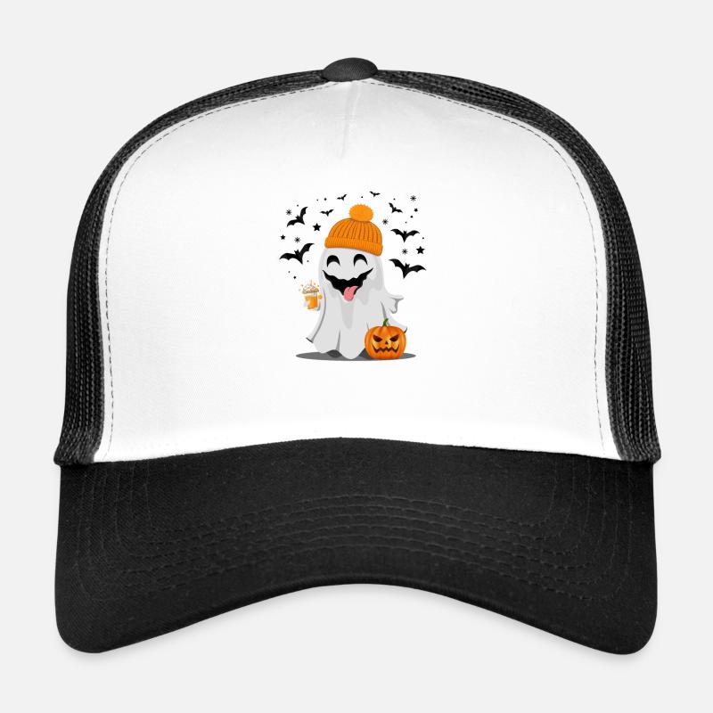 Helloween mit einem lustigen Gespenst - Trucker Cap - Weiß/Schwarz