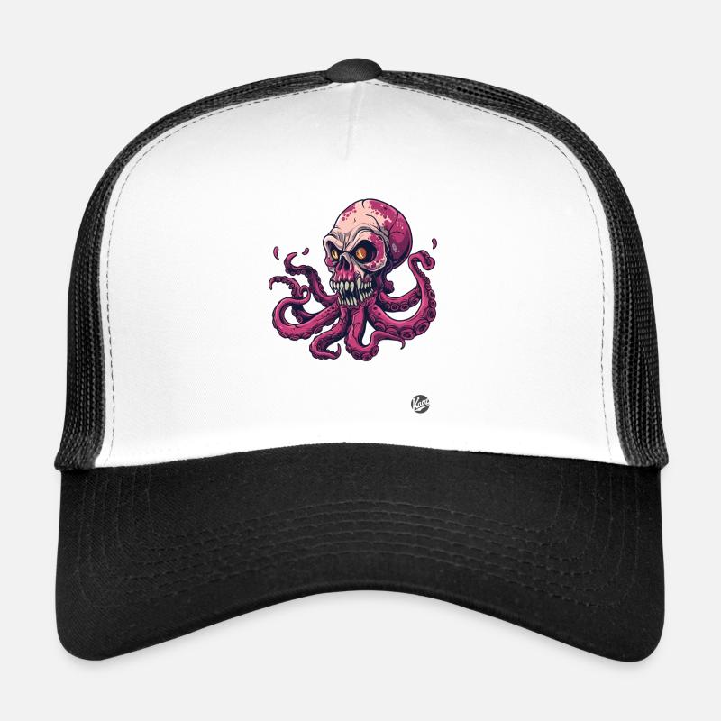Zombie Octopus Kraken Skull Trucker Cap