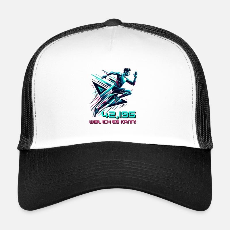 Marathon Sprüche Marathonläufer Geschenk - Trucker Cap - Weiß/Schwarz