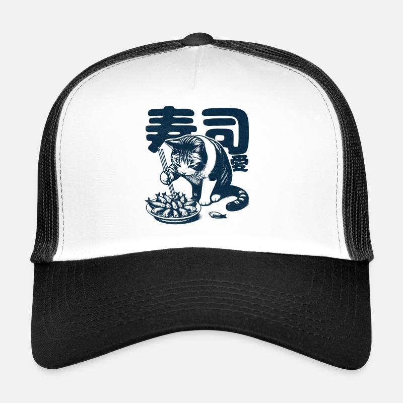 Chat aimant les sushis Casquette trucker 