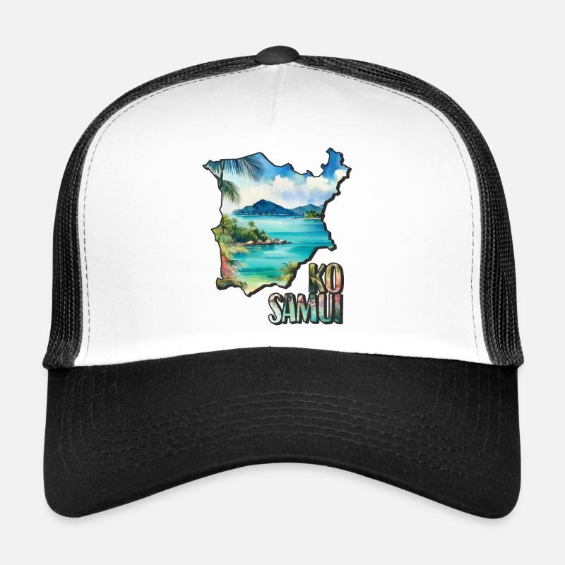 Carte aquarelle Ko Samui Casquette trucker 