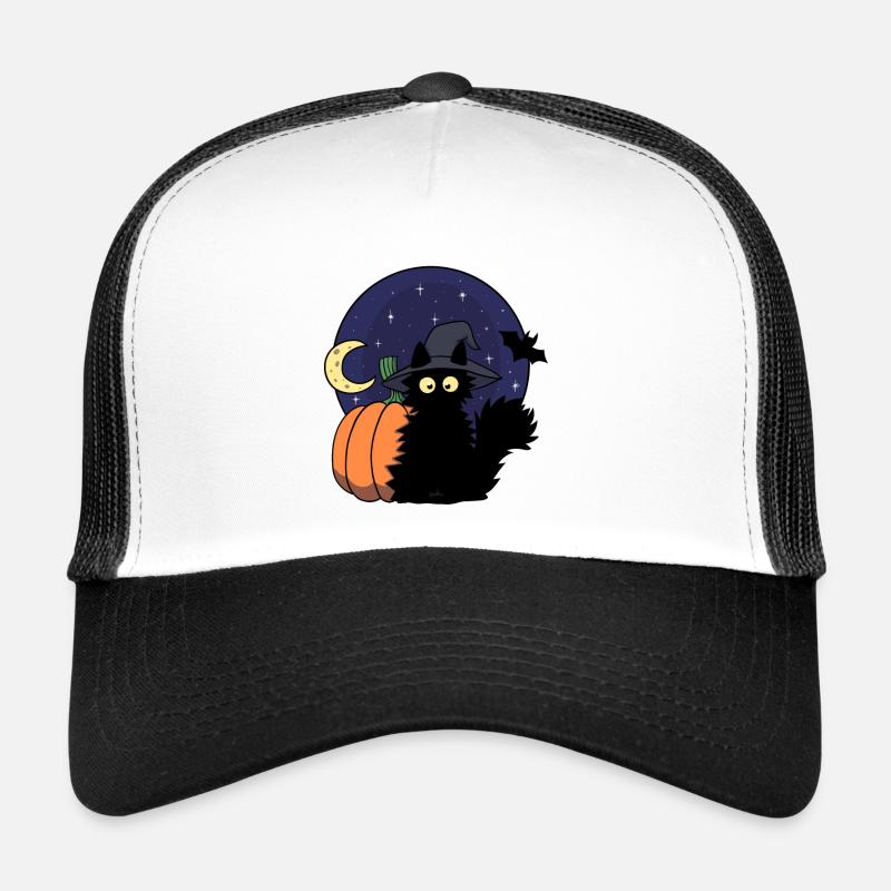 Cat Pumpkin - Trucker Cap - white/black