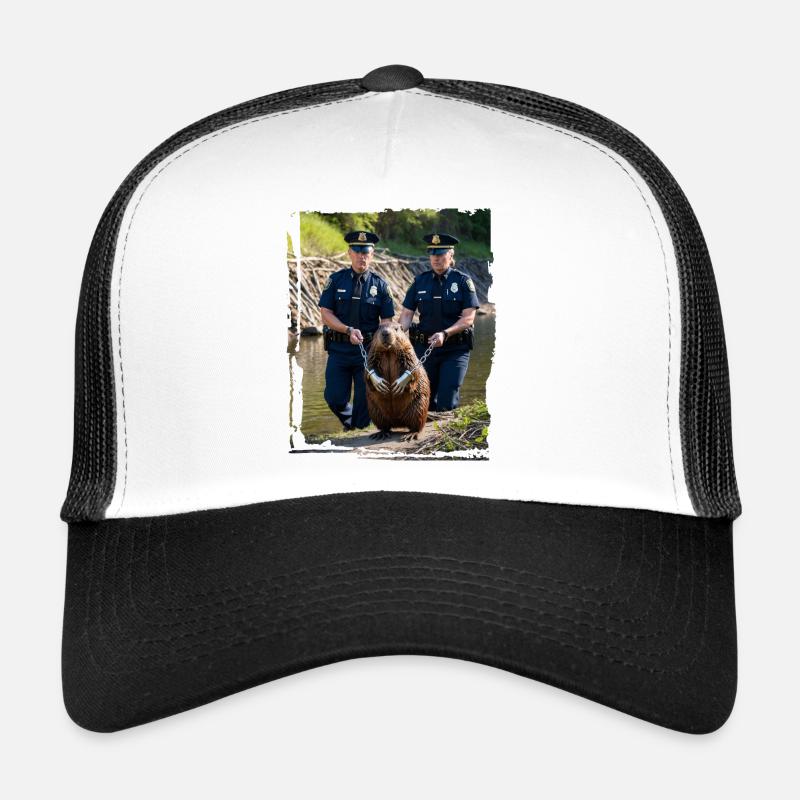 Biber von der Polizei verhaftet - Trucker Cap - Weiß/Schwarz